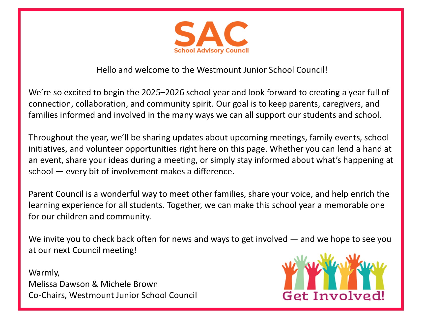 Parent Council Letter Parent Council Letter